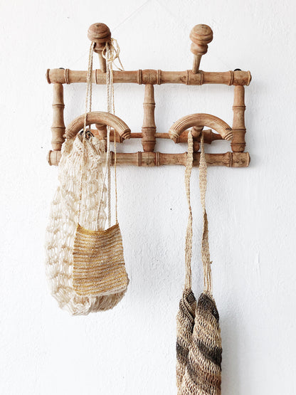 Vintage Carved Wood Coat Rack