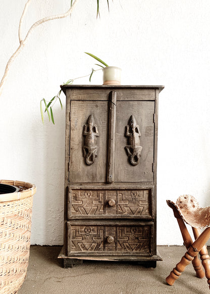 Antique Carved Wood Indonesian Cupboard