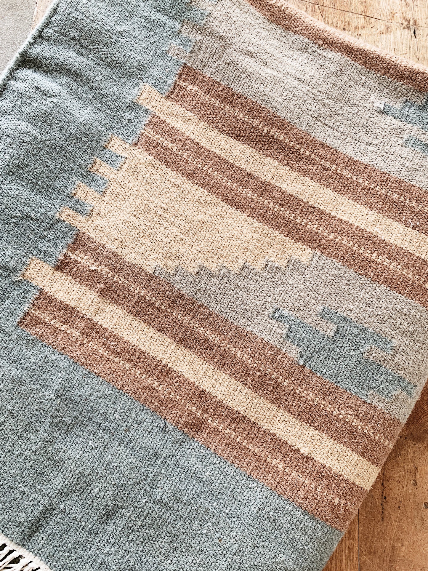 RESERVED Wool Dhurrie Rug/ Pozole Set
