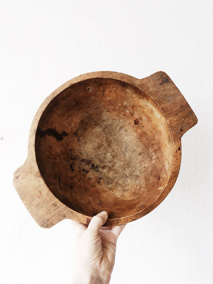 Antique Dough Bowl with Handles