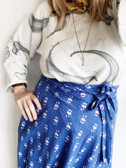 Long Vintage Cotton Wrap Skirt