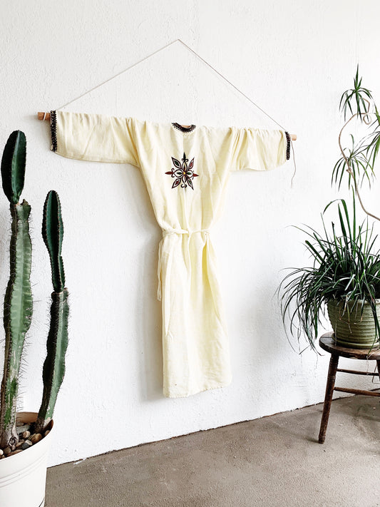 Long Woven Cotton Embroidered Robe