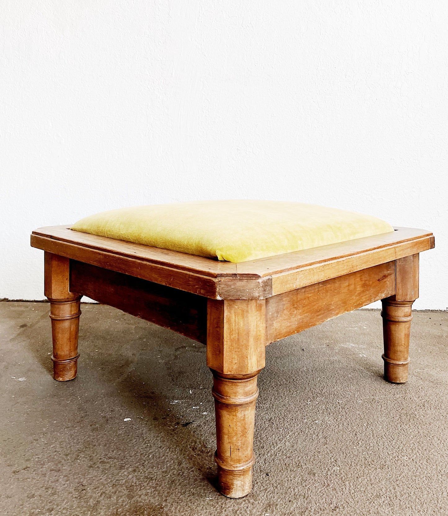 Mid Century Velvet Ottoman