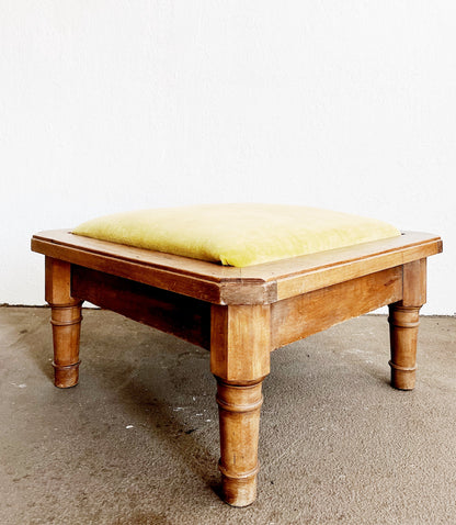 Mid Century Velvet Ottoman