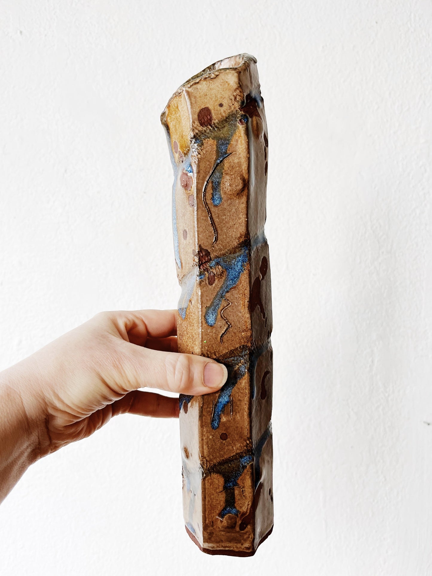 Handmade Studio Drip Pottery Pair