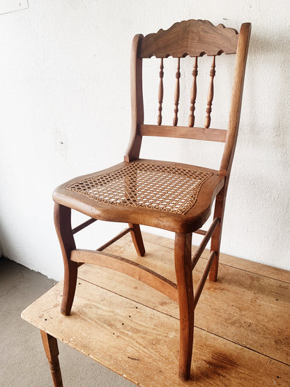 Antique Wood with Caned Seat Chair