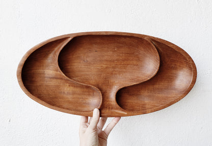 Mid Century Carved Wood Tray