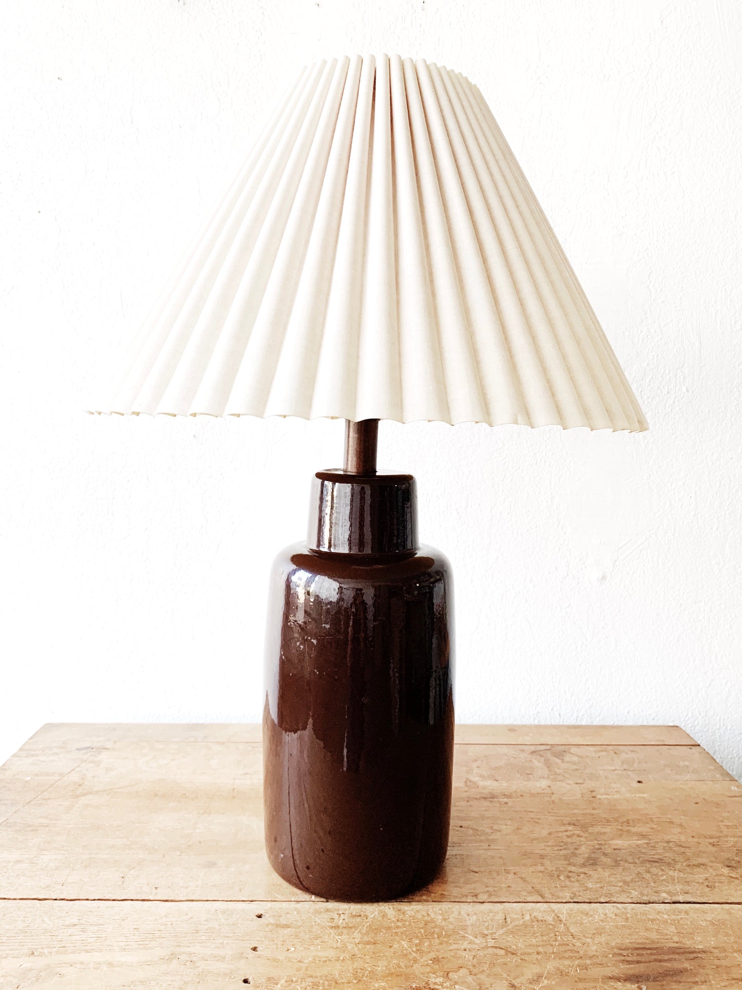 Vintage Ceramic Lamp and Pleated Shade