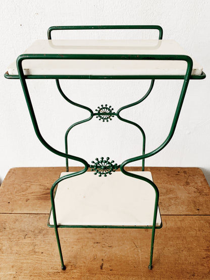 Mid Century Iron Stand with Marble Shelves
