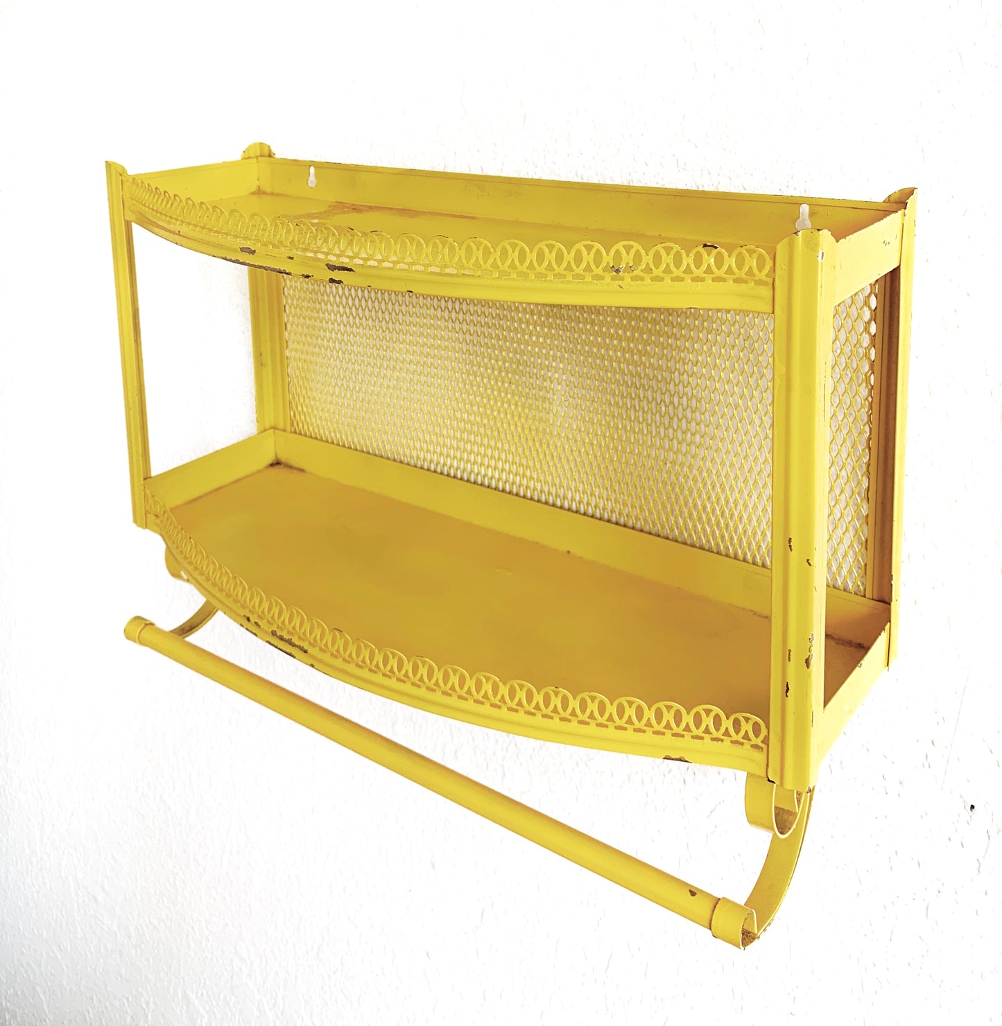 Mid Century Acid Yellow Metal Shelf