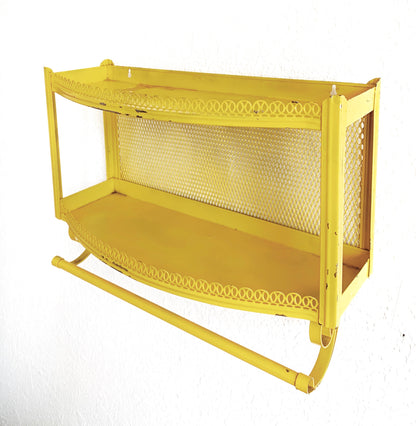 Mid Century Acid Yellow Metal Shelf