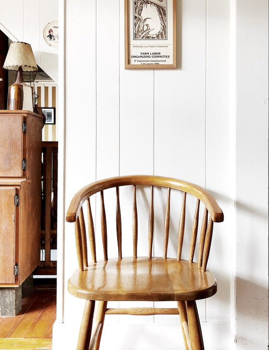 Vintage Oak Barrel Back Chair