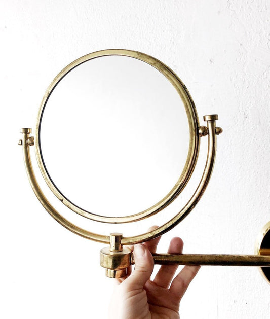 Vintage Brass Wall Mirror