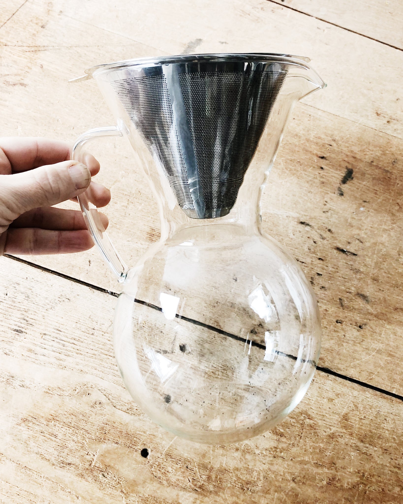 Blown Glass Coffee Maker with Filter and Stand