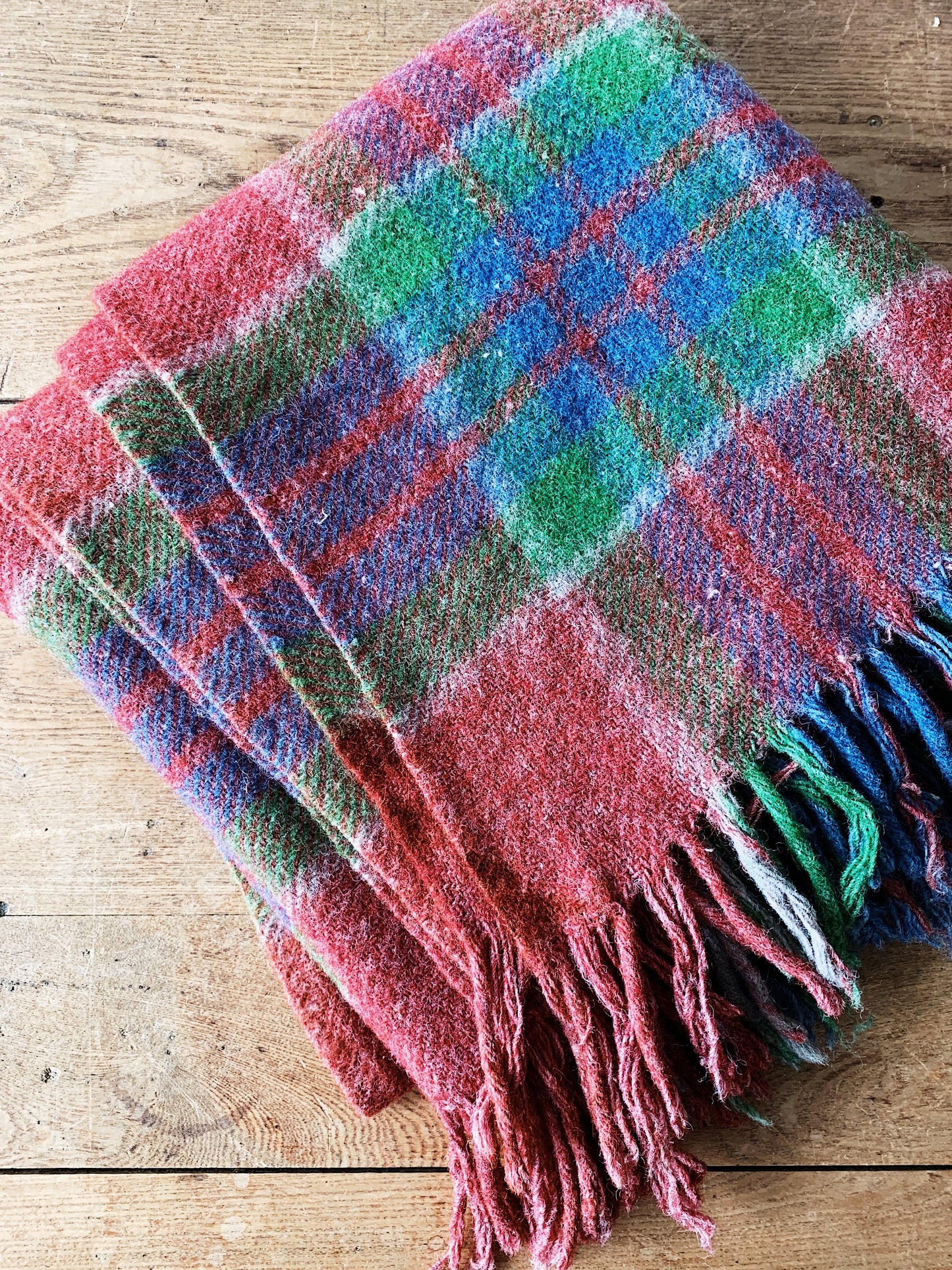 Vintage Wool Plaid Camp Blanket