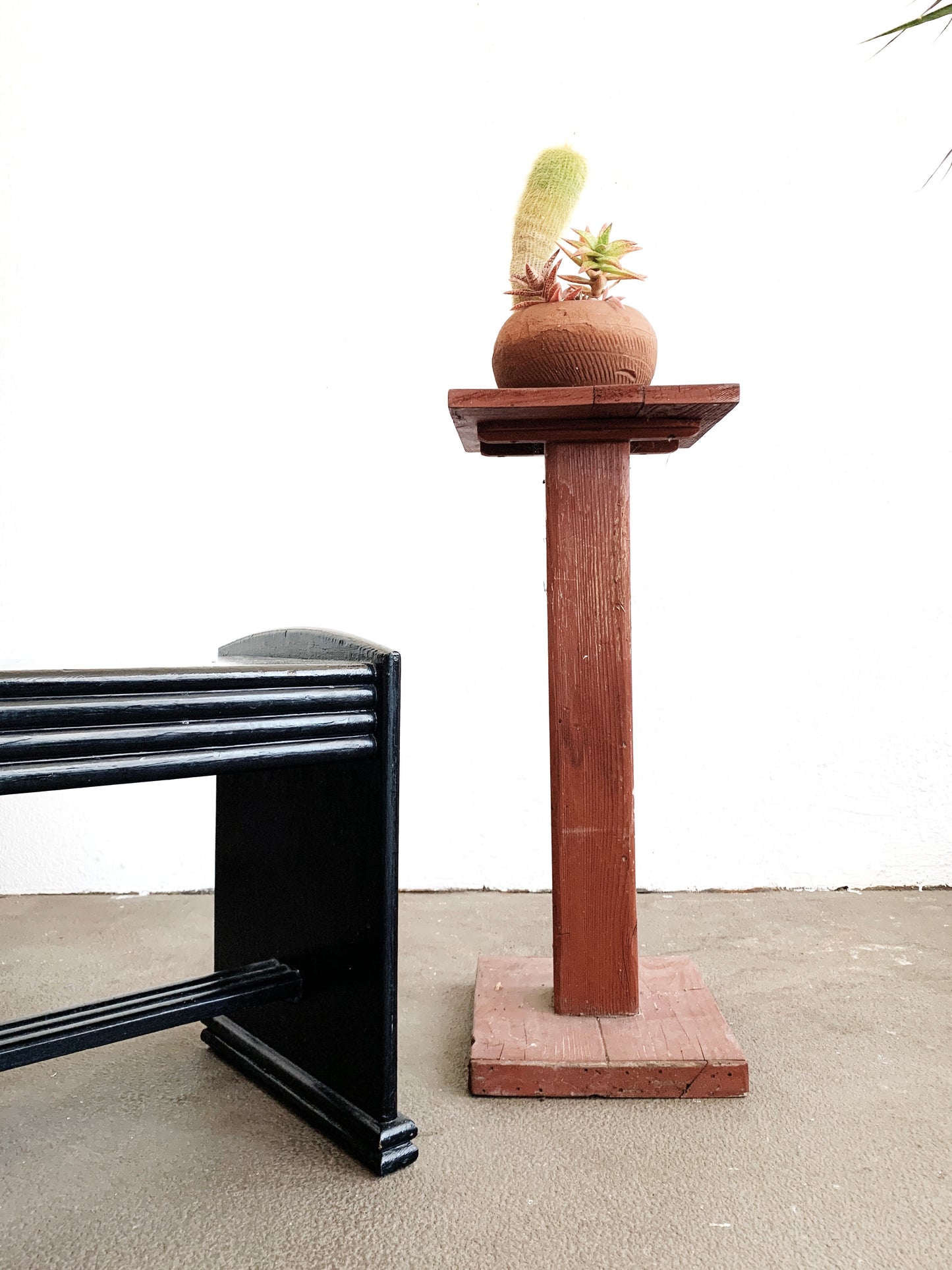Rustic Wood Pedestal Plant Stand