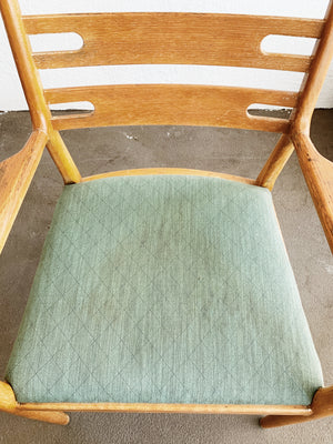 Mid Century Upholstered Wood Arm Chair