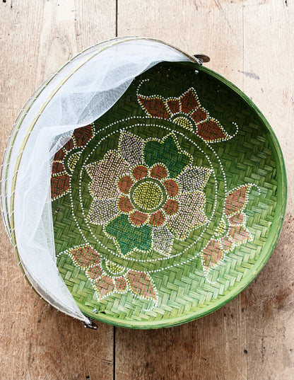 Covered Hand Painted Basket