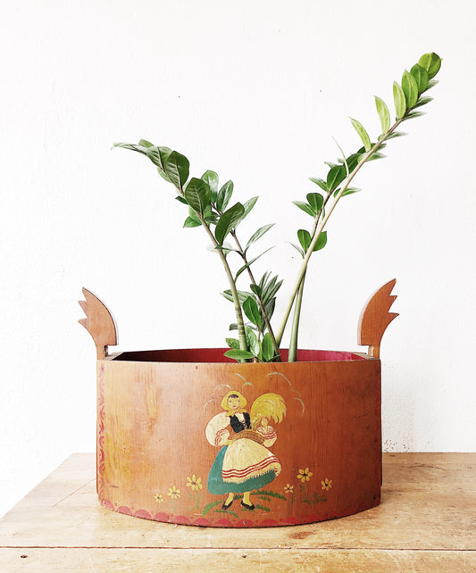 Dutch Folk Wood Bin