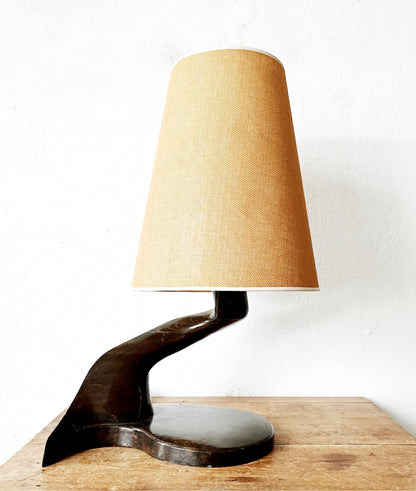 Handmade Burl Lamp with Original Shade