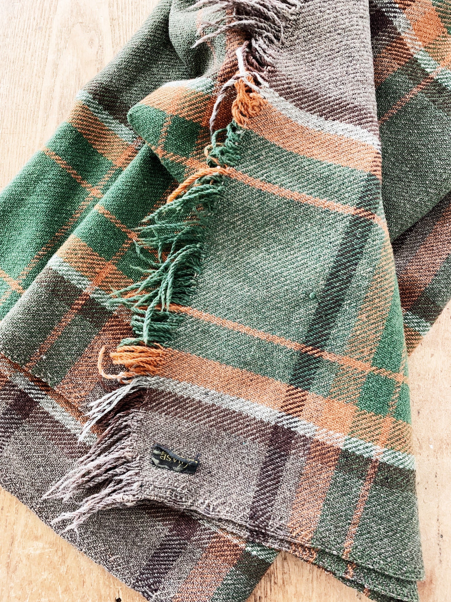 Vintage Wool Plaid Blanket