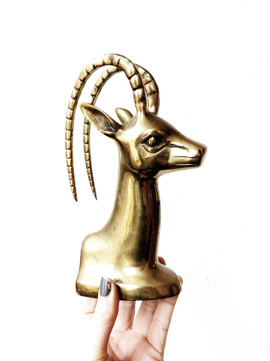 Vintage Solid Brass Ram Bust