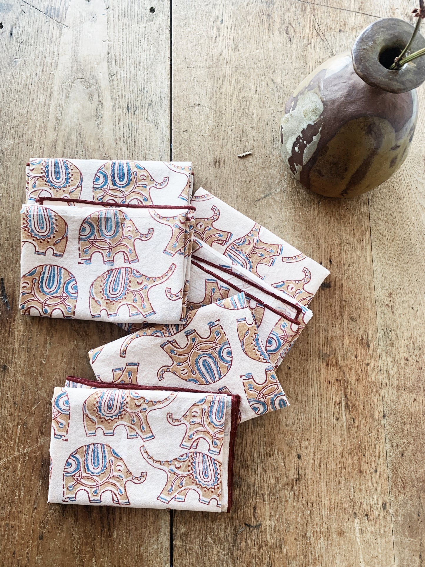 Block Print Cotton Napkin Set of Six