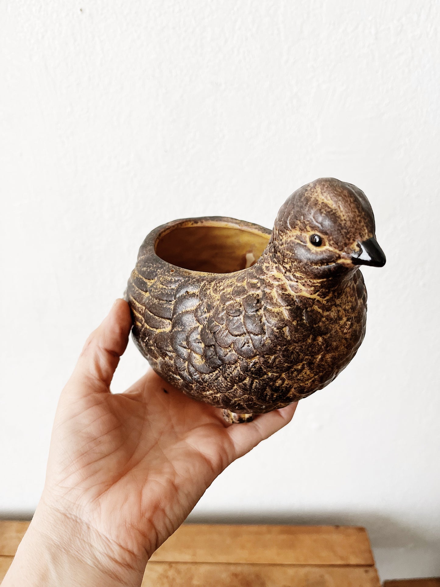 Vintage Pottery Bird Planter