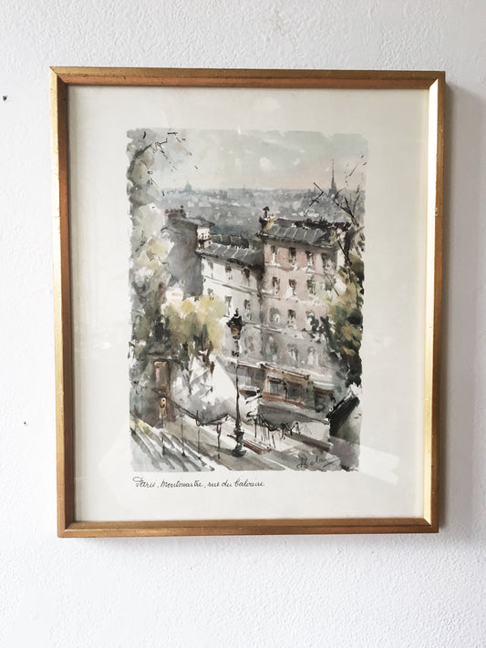 Vintage Framed Paris Print