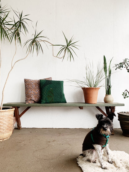 Long Vintage Wood Picnic Bench
