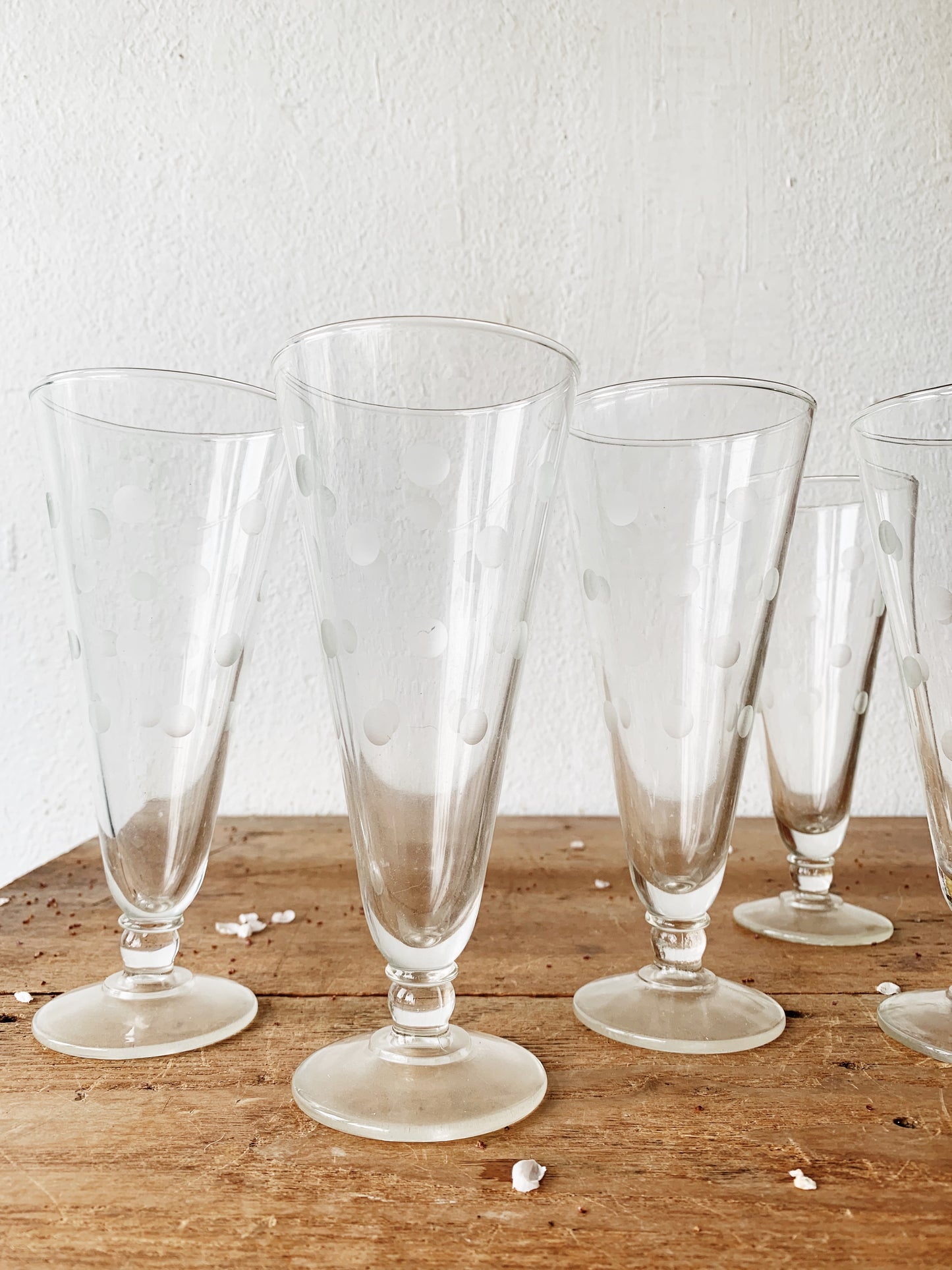 Mid Century Etched Cocktail Glasses Set of Six