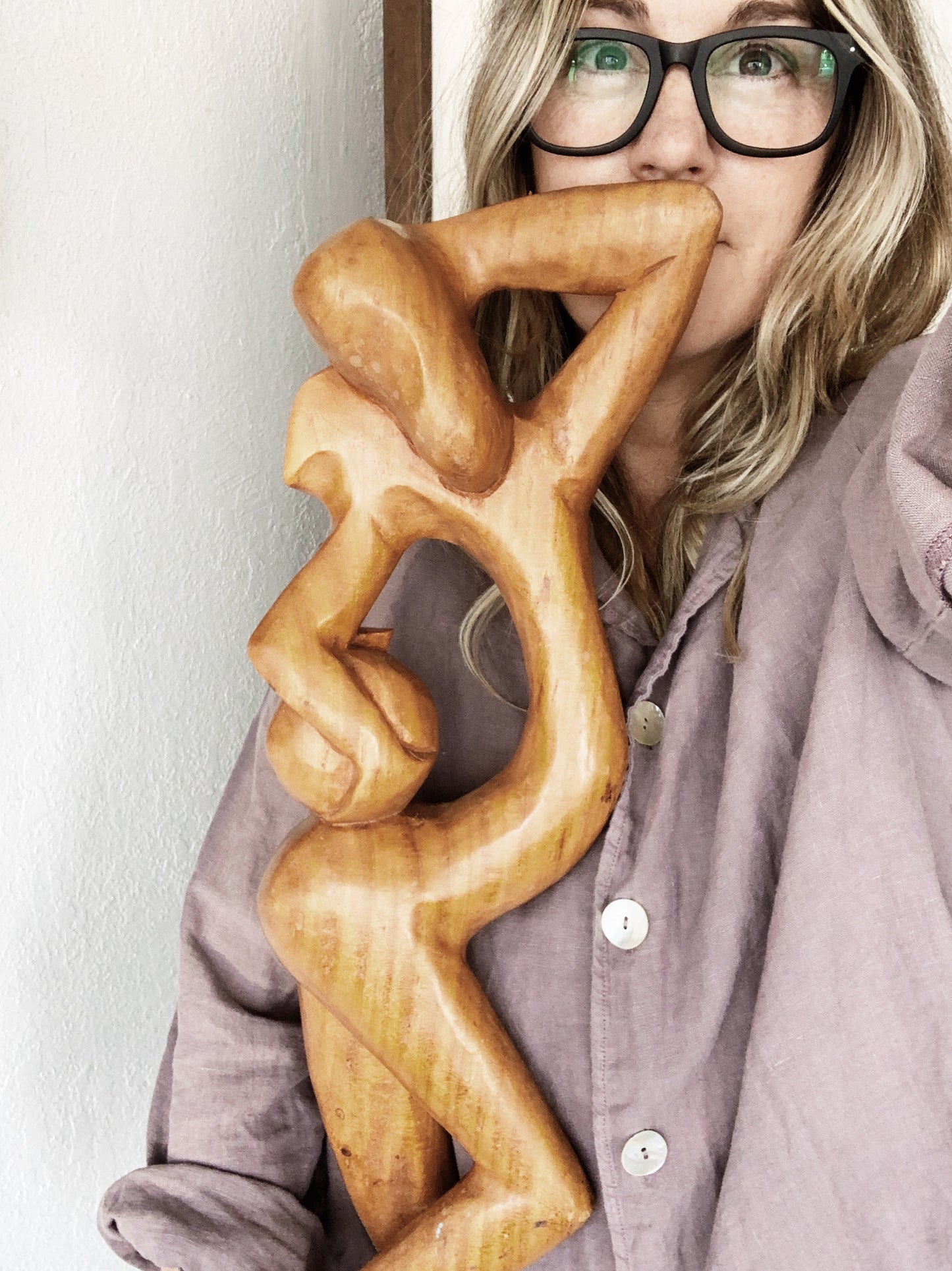 Large Vintage Carved Wood Sculpture