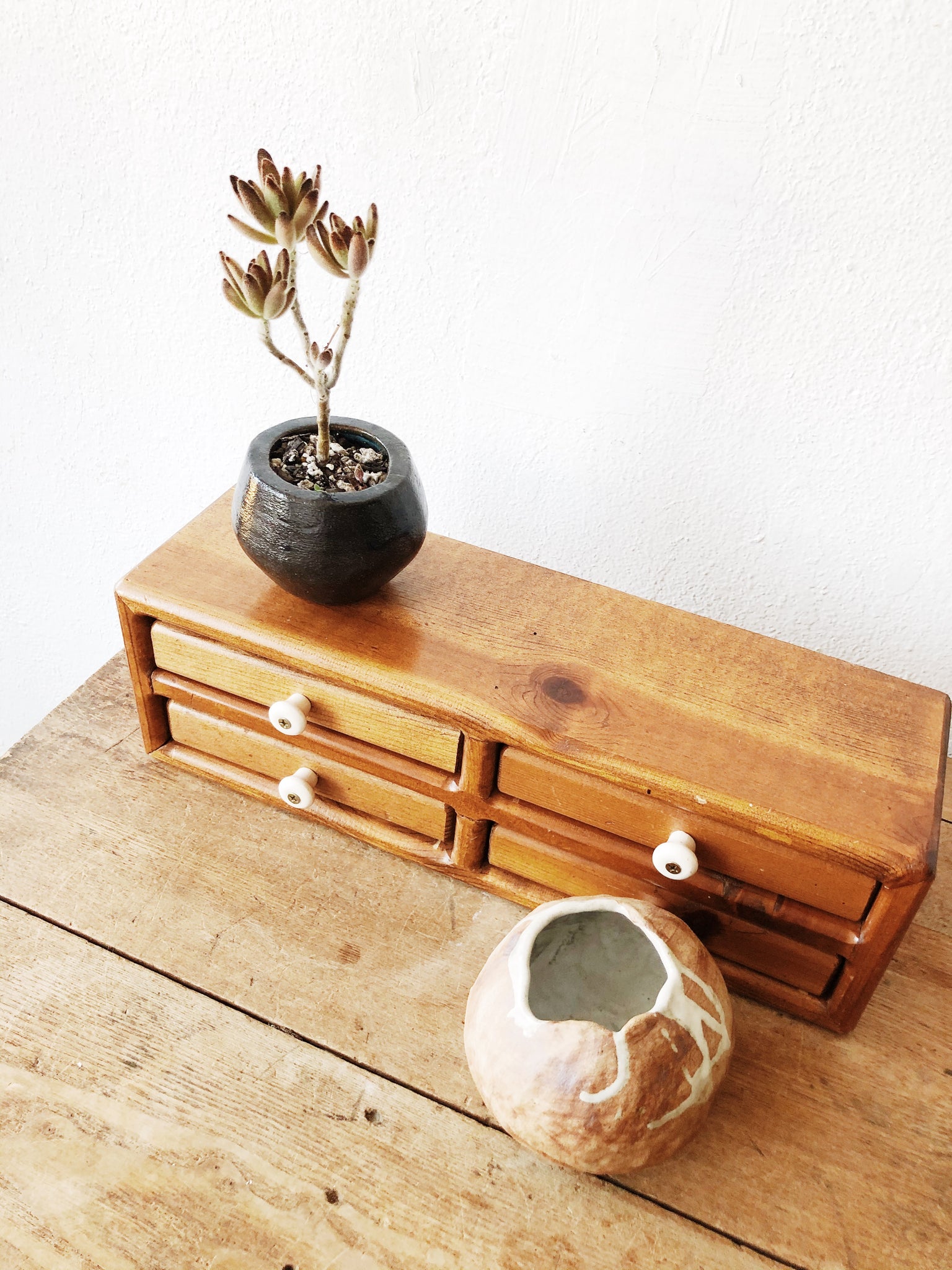 Vintage Wall Shelf with Drawers