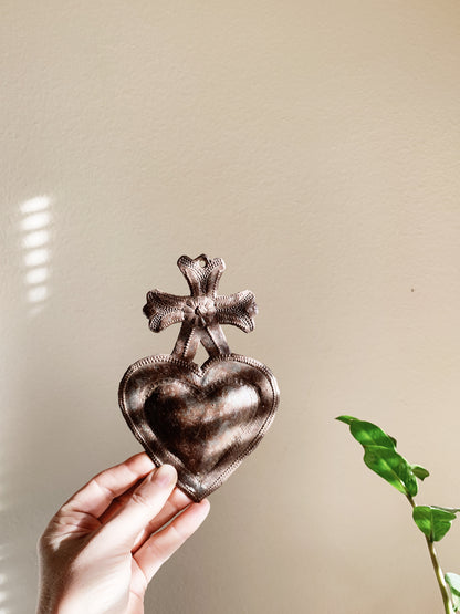 Pressed Tin Cross or Sacred Heart