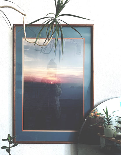 Large Vintage Framed Sunset Photo