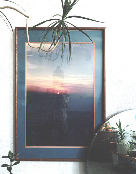 Large Vintage Framed Sunset Photo