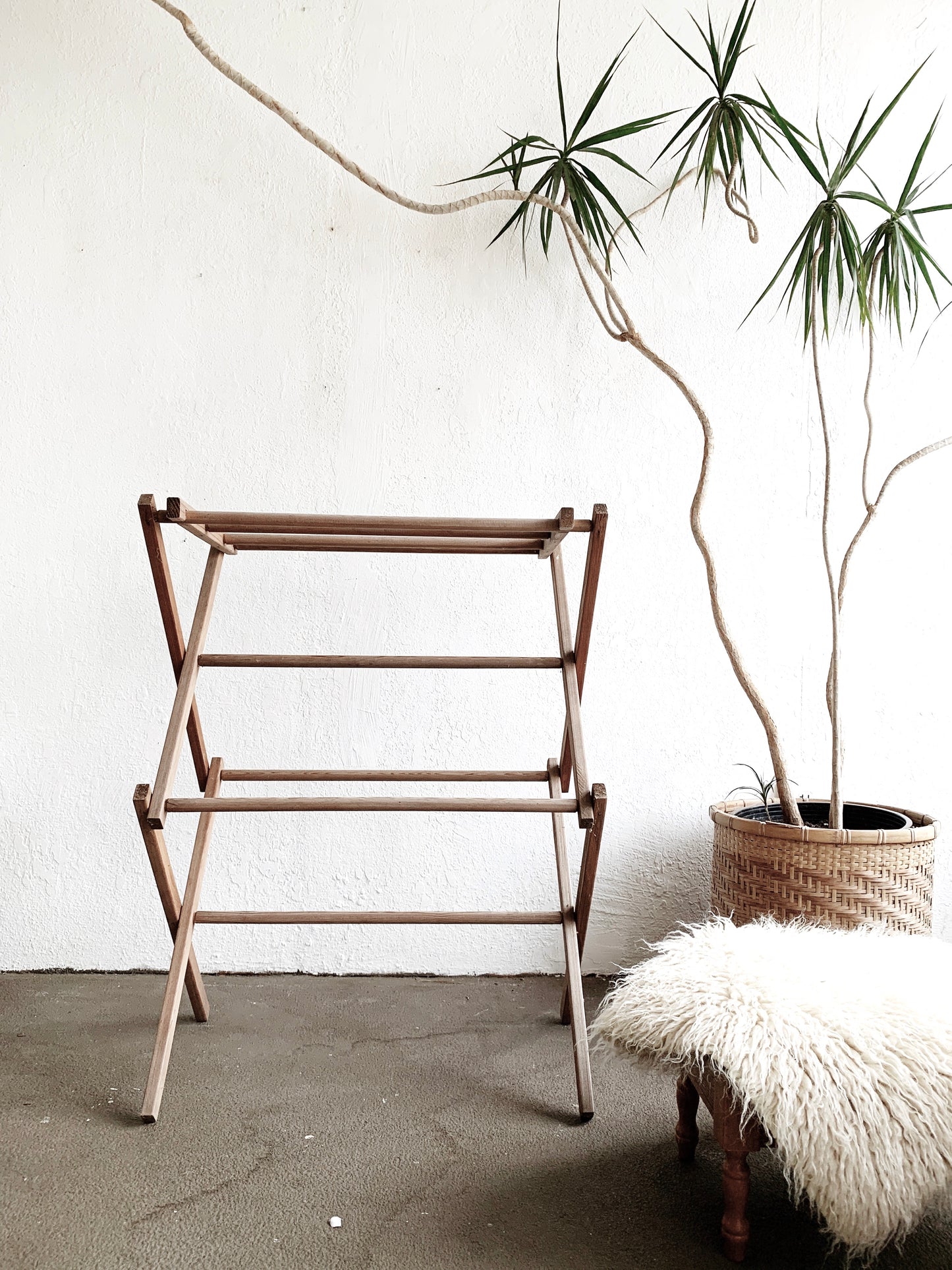 Vintage Folding Wood Drying/ Textile Rack