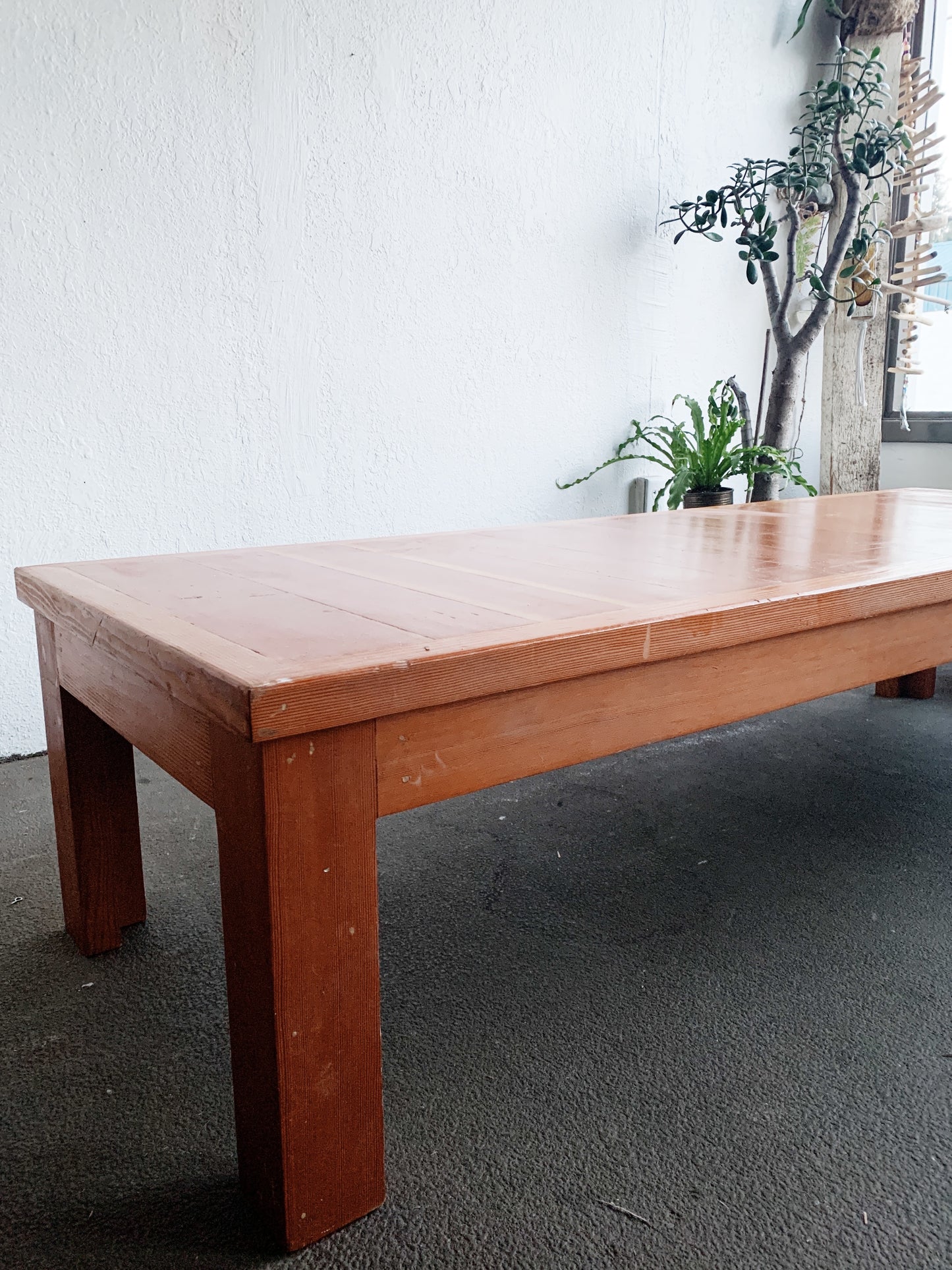 Large Vintage Handmade Solid Wood Bench/Low Table
