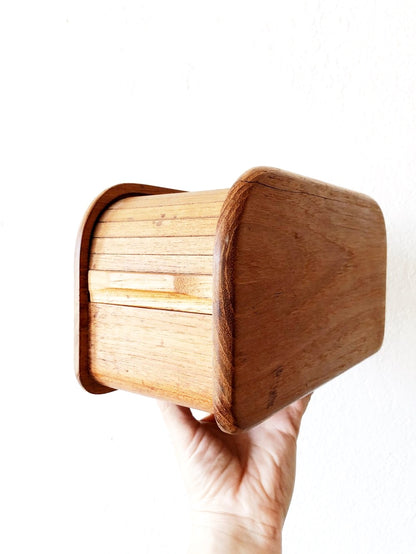 Vintage Teak Tambour Recipe Box