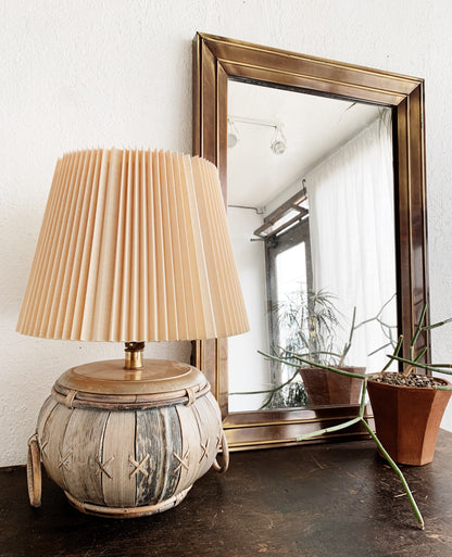 Vintage Bamboo Lamp with Pleated Shade