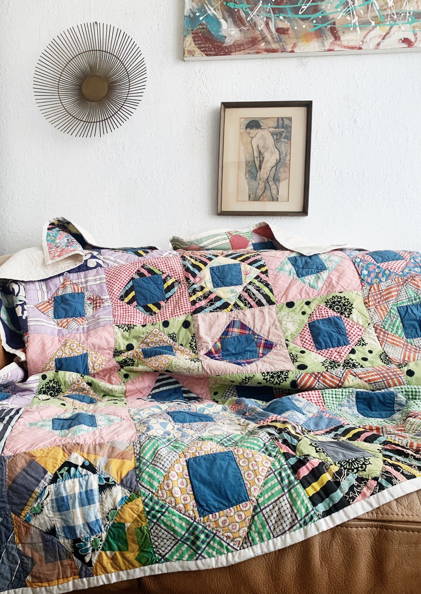 Vintage Hand Sewn Cotton Patchwork Quilt