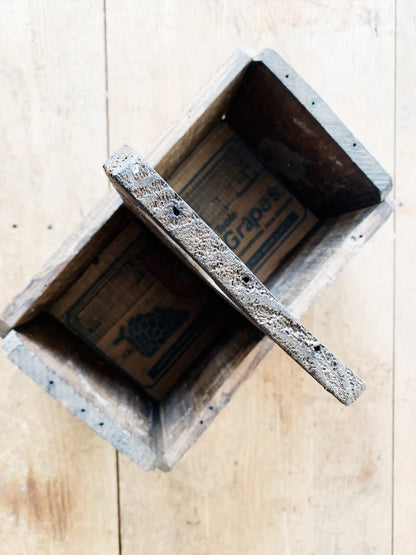 Vintage Wood Fruit Box with Heart Handle