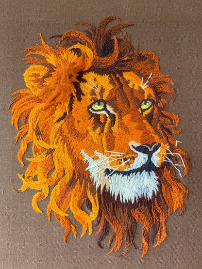 Vintage Lion Fiber Art