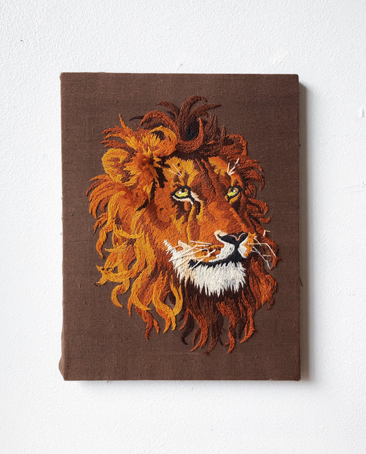 Vintage Lion Fiber Art