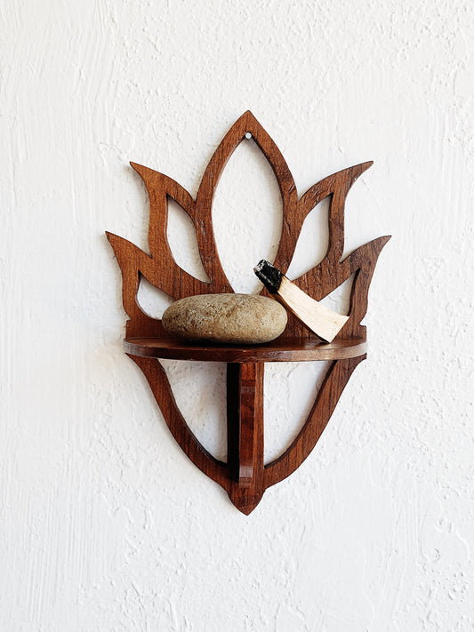 Vintage Cutout Wood Lotus Shelf