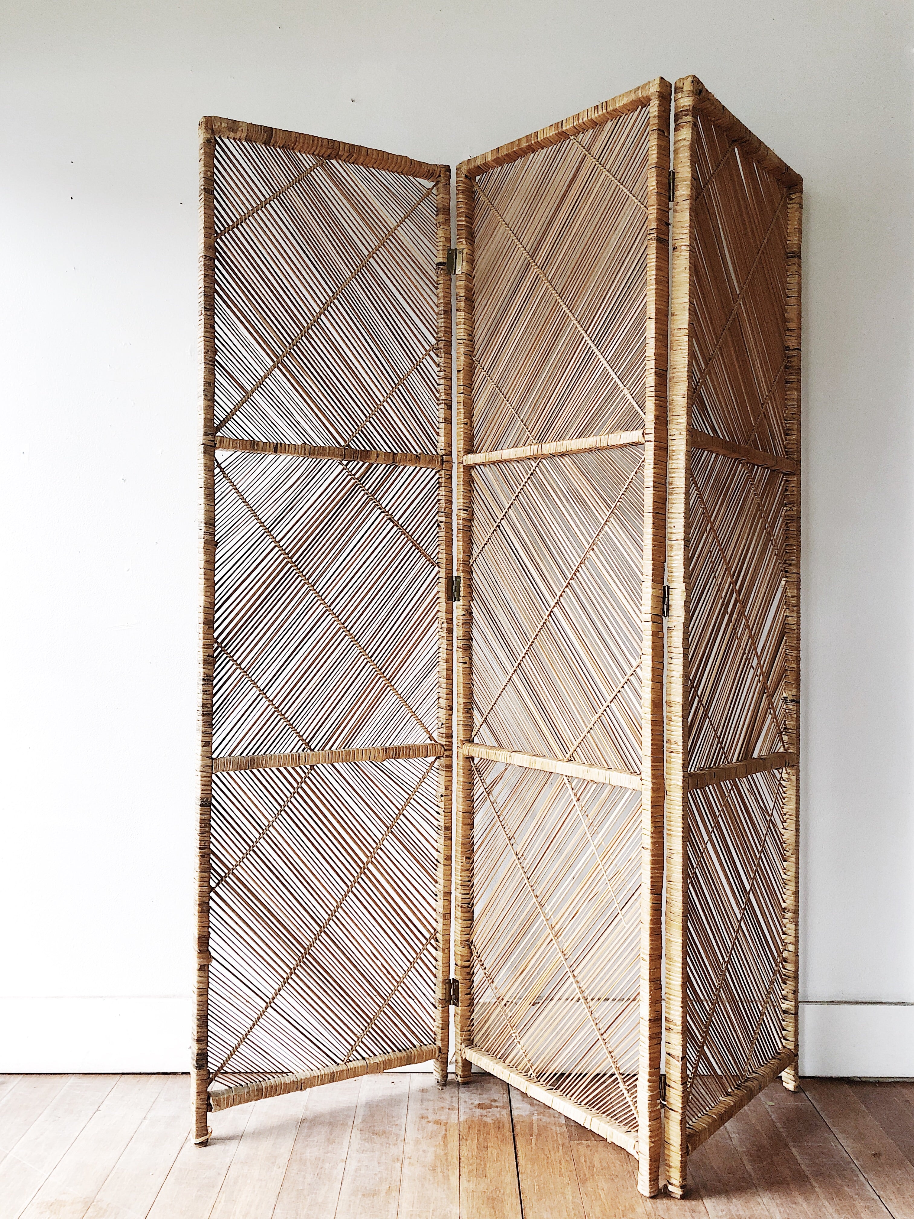 Vintage Trifold Privacy Screen / Room Divider - Thumbnail 3