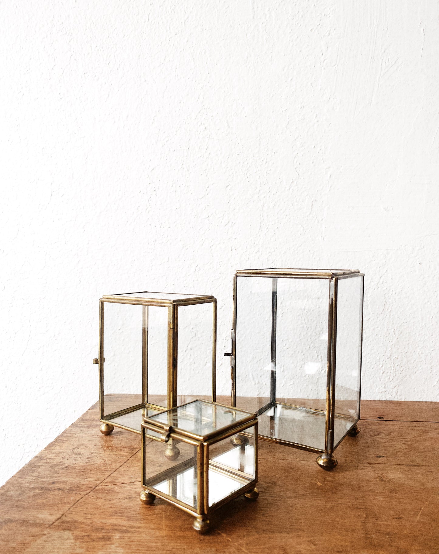 Vintage Glass and Brass Display Boxes
