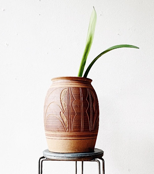 Large Vintage Incised Stoneware Pot/Crock