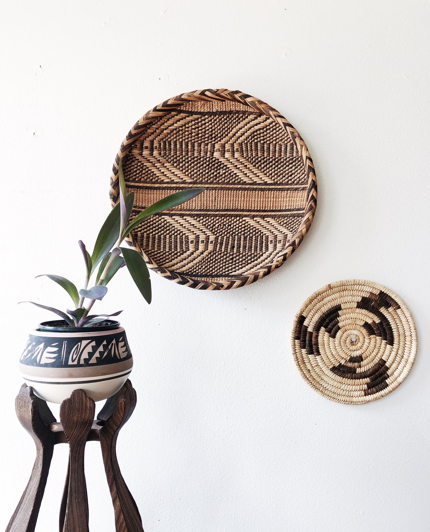 Pair Vintage Woven Wall Baskets
