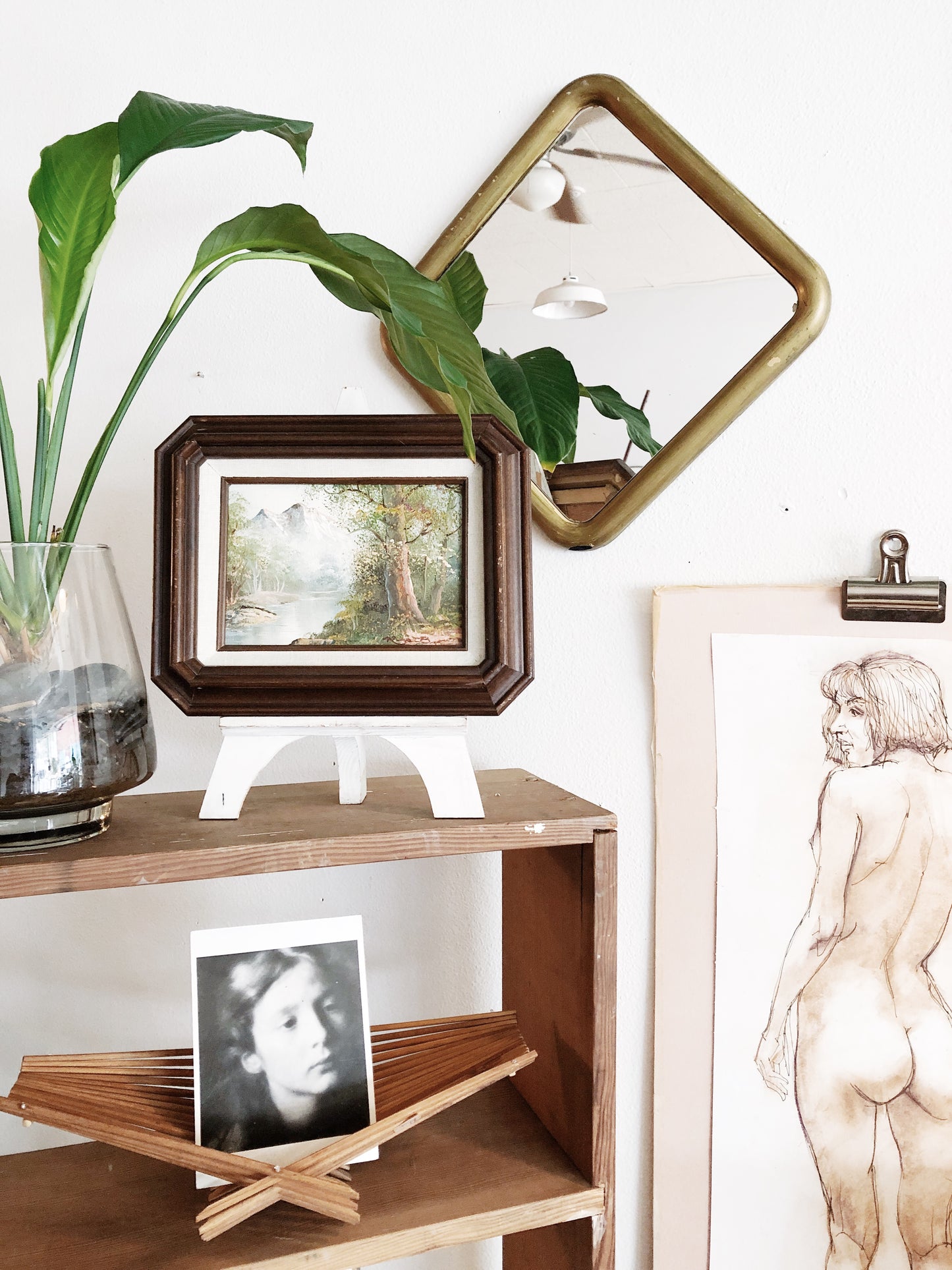 Vintage Gold Leafed Resin Mirror